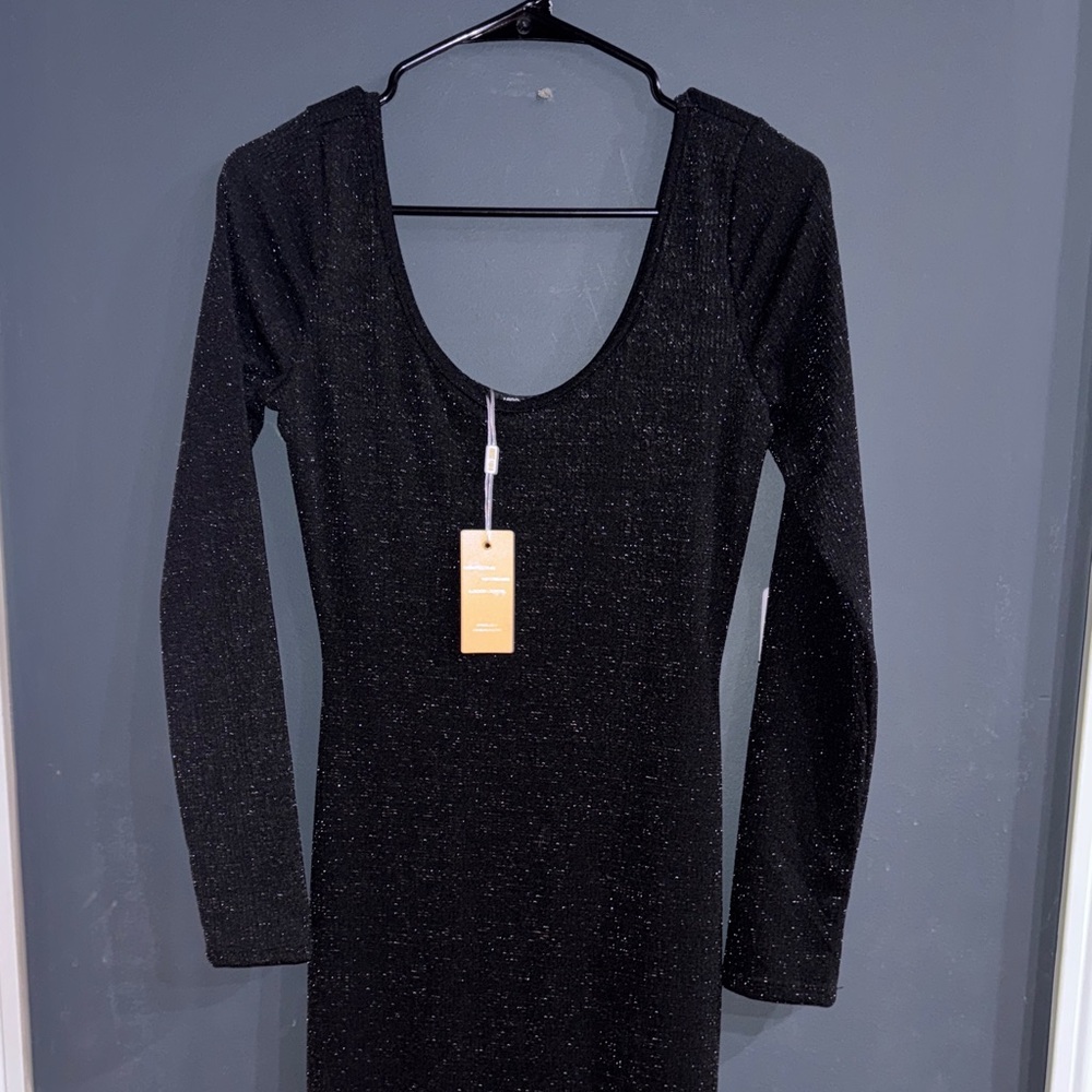 Miss Lola Black Glitter Long Sleeve jumpsuit